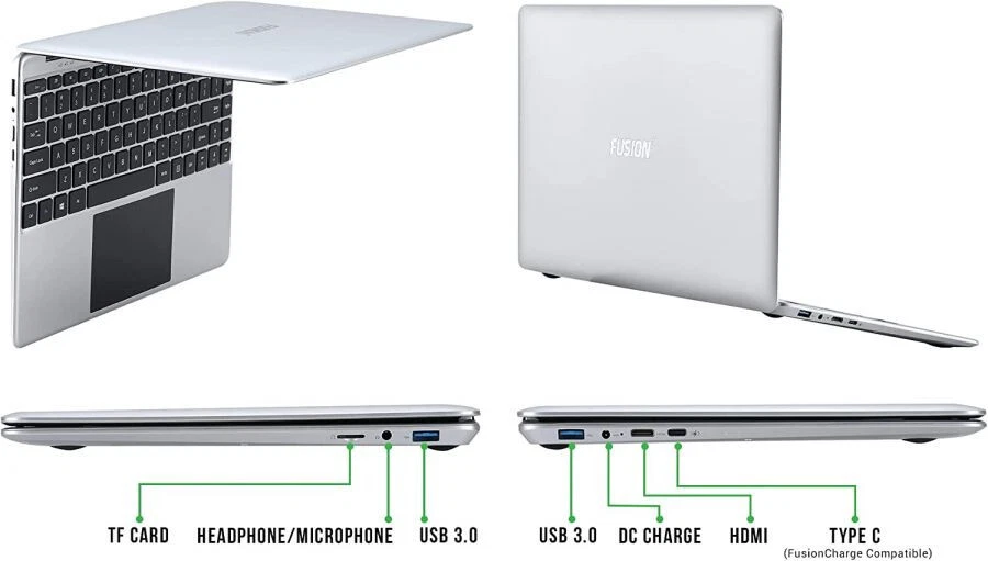 Fusion5 14.1" IPS laptop 128GB Storage, 4GB RAM, N4120 Intel Quad Core CPU - Image 2 of 3