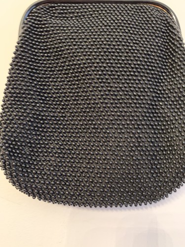 Vintage Corde-Bead Made in USA Black Beaded Evening Bag by Lumure 1950s - Picture 2 of 7