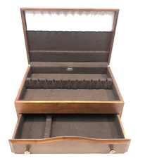 Kenized Wood Silverware Flatware Storage Box Chest Case Anti-Tarnish & Pouches