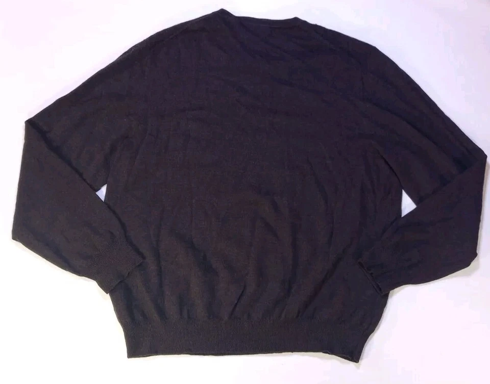 Suéter Garret Scott Extra Fino Lana Merino Para Hombres XL Marrón Cuello en V Foto 4 de 4