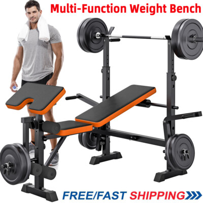 Adjustable Weight Bench with Leg Developer Barbell Rack Lifting Training  Fitness UK