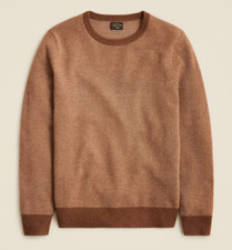 NWT J Crew 100 Cashmere Bird's Eye Crewneck Sweater in Tan Brown