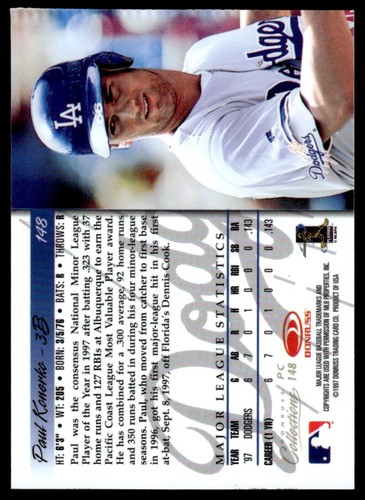 1998 DONRUSS COLLECTION PRIZED Paul Konerko Los Angeles Dodgers - Picture 2 of 2