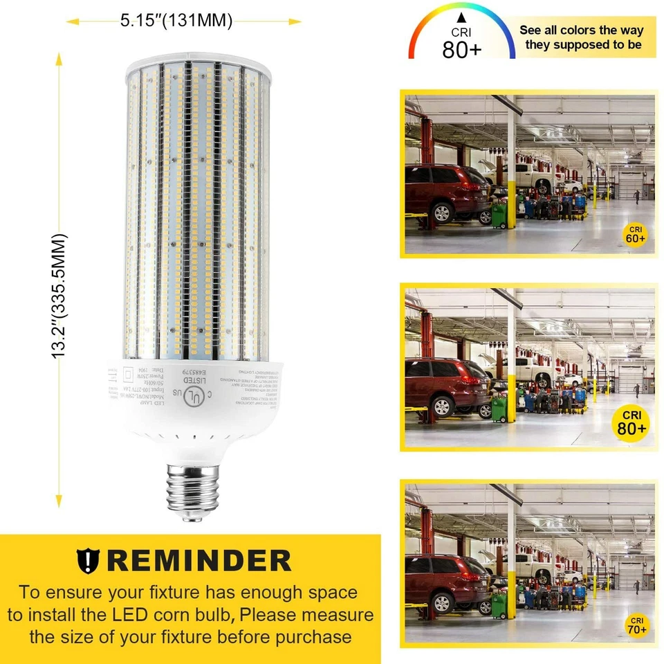 LED Corn Cob Light 250 Watt 36000LM 1000W Metal Halide E39 Mogul Base 6000K Bulb - Image 3 of 4