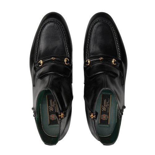 Authentic Men's Gucci Black Leather Horsebit Ankle Boots 757766 New $1790 - Picture 4 of 6