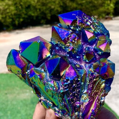 1.67LB Rainbow FLAME AURA Quartz Plating Titanium Crystal Cluster Healing - 第 1/24 張圖片