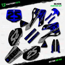 Gray & Blue Slick Graphics Kit fits 99-02 Kawasaki Kx125 Kx 125 Decal Sticker