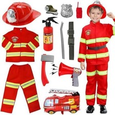 Karneval Feuerwehrmann Kostüm Jungen Feuerwehrmann-Uniform Fancy Dress Zubehör