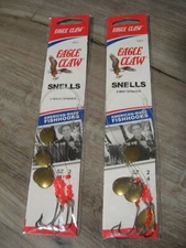 2 Pks Eagle Claw Fishing 2-Way Spinner Snells 129 Fish Hooks - Size 2 - Gold