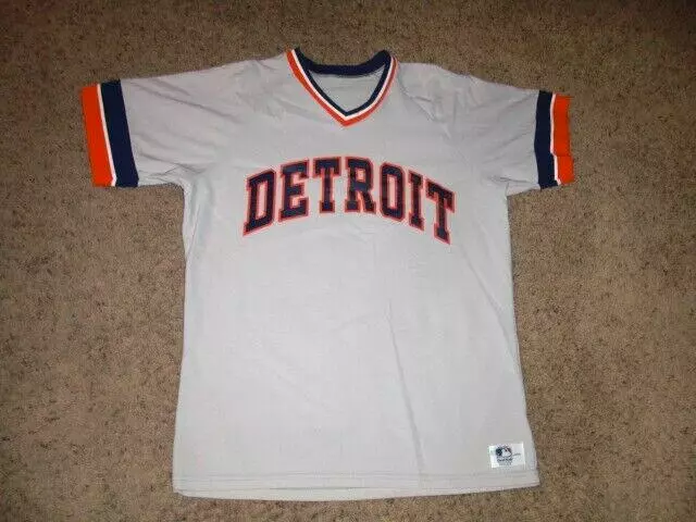 Vintage 80s DETROIT TIGERS MacGregor Sand Knit BASEBALL JERSEY men's  Large