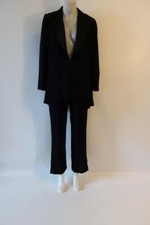 Womens B Louise Black Pant Suit W/Black Satin Trim Sz L 
