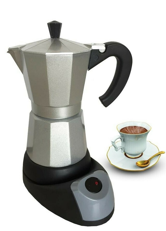 Electric Aluminum Espresso Coffee Maker, 400 W,3 Cup , Silver