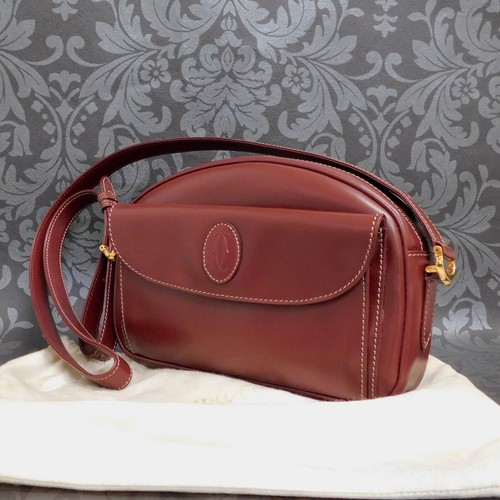 Cartier Must Line Burgundy Leather Shoulder Bag #32 Rise-on - 第 1/17 張圖片