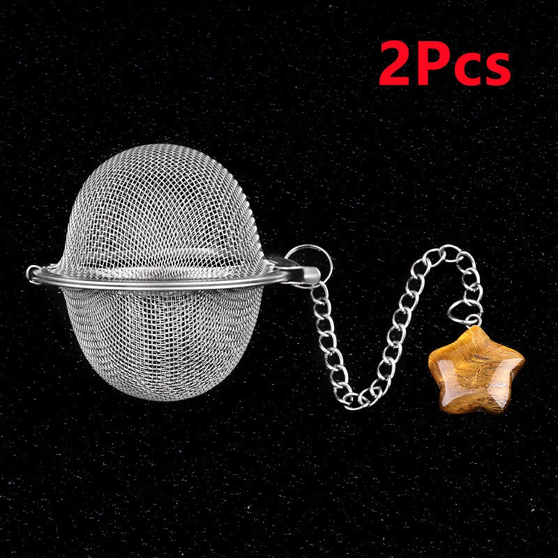 2Pcs Tiger Eye Gem Star Stainless Steel Tea Filter Strainer Ball Infusers HT2527