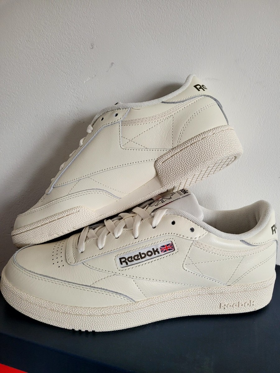 Men's Reebok Classic Leather C 85 Trainers Chalk/Khaki RRP £80 HP4320