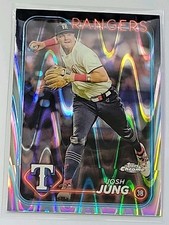 Josh Jung 2024 Topps Chrome RayWave Refractor Card #214 Texas Rangers