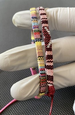 Set Of 2 Bohemian Multicolor Woven Adjustable Bracelet v7 - Flat Rope - NEW