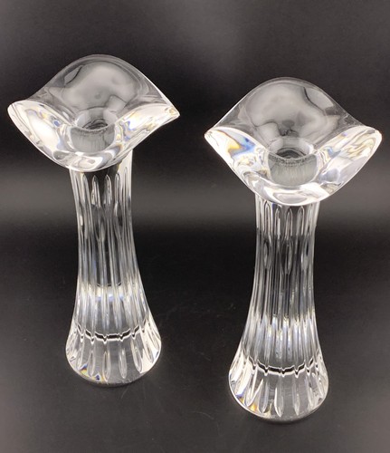 Vintage Waterford Ballet Ruffle Crystal Glass Candlestick Candle Holders Ireland - Picture 3 of 10