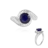 Cavill Damenring 2,7Ct Madagaskar Saphir Rund 925 Silber Rhodiniert- Echtschmuck