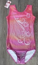 Girls NEW Gymnastics Dance Leotard CXL 14A Age 13-14 Metallic Pink Silver Beads
