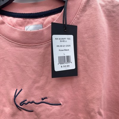 New Karl Kani Rose Pink Script Logo Retro Short Sleeve Tee T-Shirt