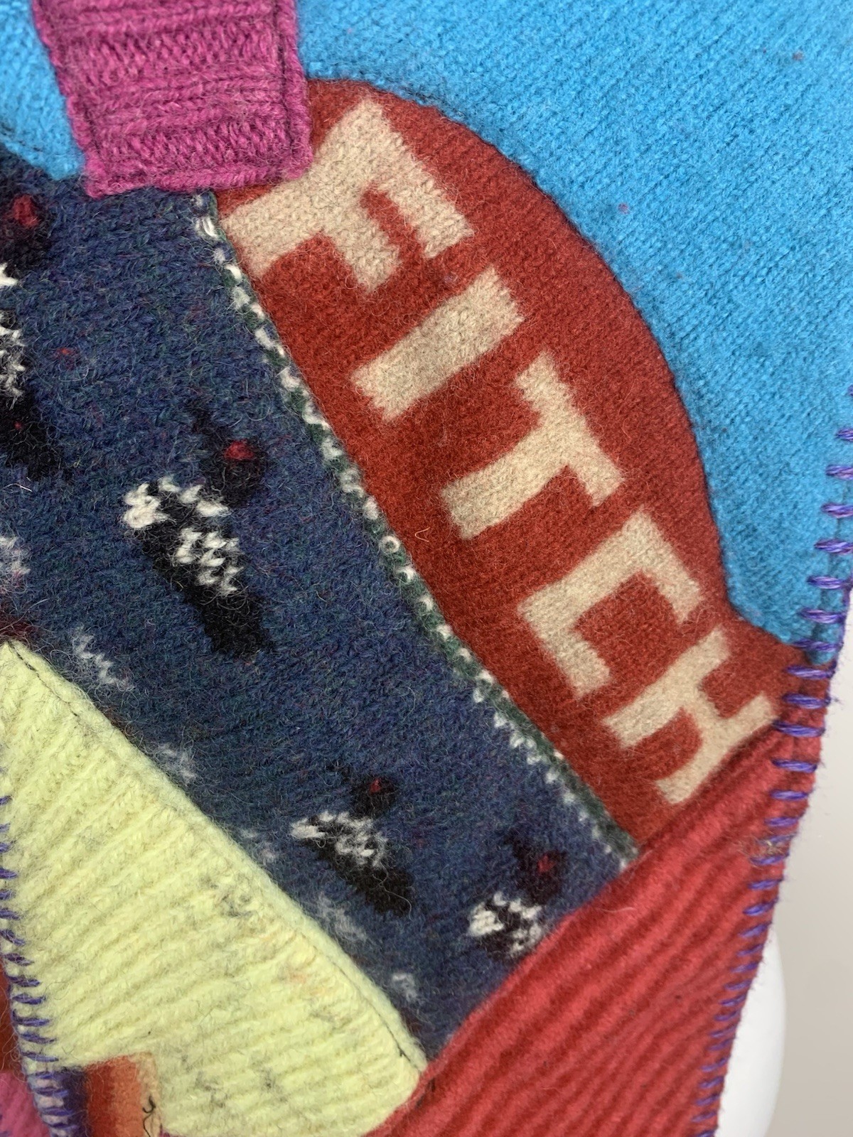 Wool Blend Patchwork Knit Colorful Scarf FITCH Sp… - image 3