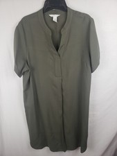 H&M Ollive Green Women's Short Sleeve Shirt Dress Sz S