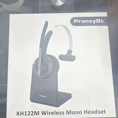 PrancyBt KH122M Wireless Mono Headband Headset Boom Mic Black