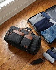 US Expandable 50L Canvas Duffle Bag with Shoe Compartment - Dark Grey