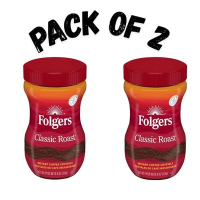 (PACK OF 2 ) Folgers Classic Roast Instant Coffee, 8-Ounce Jar
