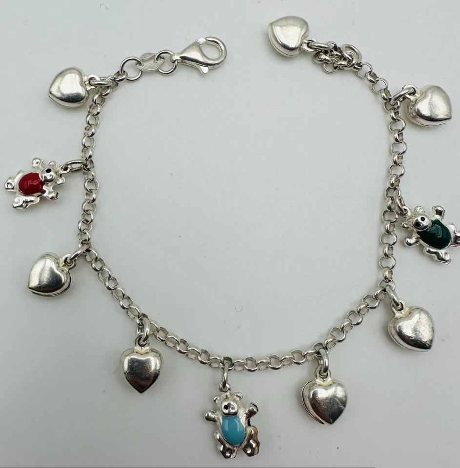 Bracciale Donna  Con Vari Soggetti  Argento 925% Lunghezza 19cm,peso8,3gr - Immagine 2 di 4