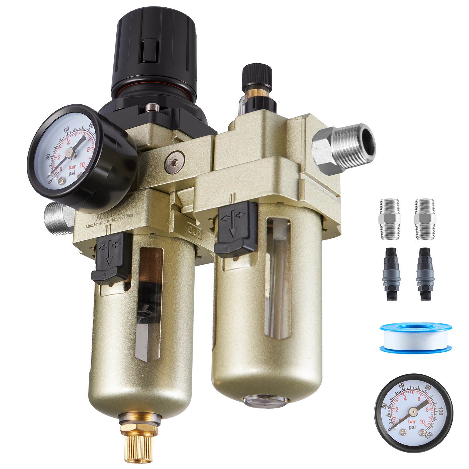 Filter Regulator Lubricator 3/8" Npt Semi-auto 145 Psi Max