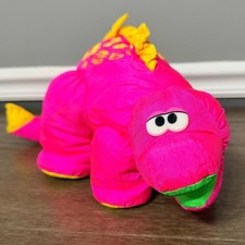 Vintage 1992 Fisher-Price Puffalumps Dino-Roars Stego Stegosaurus Pink Plush Toy