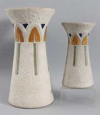 Antique Arts & Crafts ROSEVILLE Art Pottery Mostique Vases Original Paper Label