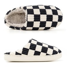 ROPULP House Slippers for Women/Men, 6-6.5 Women/4.5-5 Men, Black white