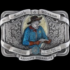 New Smith Wesson Cowboy Revolver NOS Vtg Belt Buckle Handgun Pistol Gun Western
