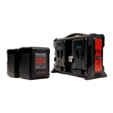 IndiPRO Tools Micro-Series 26V 265Wh Battery Quad Charger Kit (V-Mount)