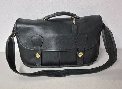 Vintage COACH #9800 ''Carrier Bag'' Black Leather ''Musette Bag Large'' - Rare Find!