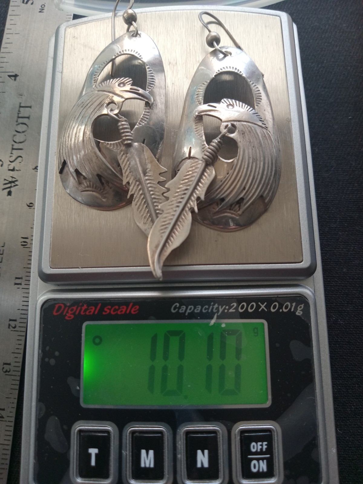 Silver Eagle Feather Earrings - image 6