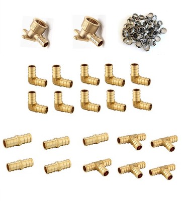 (Pack of 62) EFIELD 1/2'' Pex Fittings: 40 PCS Pack 62-SS, Copper