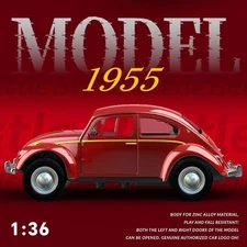 Red Retro Beetle Alloy Toy Car Boy Miniature Model Realistic Decoration PullBack