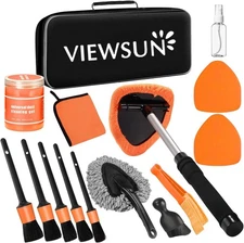 Windshield Cleaner Tool, 15Pcs Car Interior Cleaning Kit, Detailing Kit Orange,