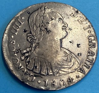 1804 Mo Mexico 8 Reales Chop Marked Charles IV