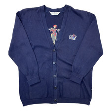 St Michael M S Blue Knit Cardigan Cotton Abstract Womens Large