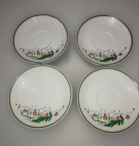 Salem Christmas Eve Porcelain Fine China Saucer Plate Set (4)