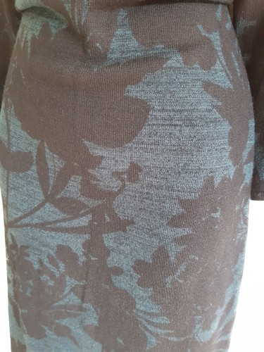 Phase Eight Blue Grey With Black Floral Pattern Knitted Dress Size 14 - Picture 6 of 16
