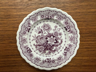 Antique English Staffordshire Transfer Ware 'Purple' Butter Pat - Rare