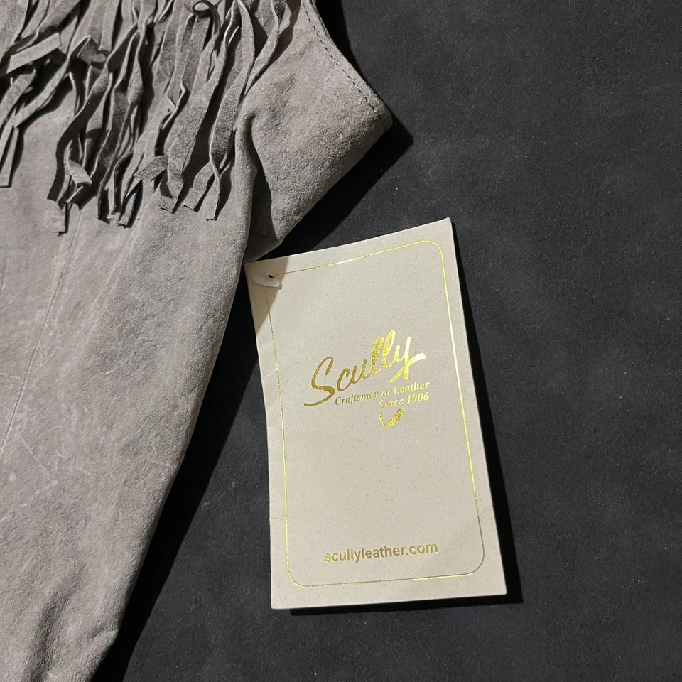 Scully Suede Fringe Vest Womens Gray Western Boho Lined Leather Open Front L26 - Image 3 of 4