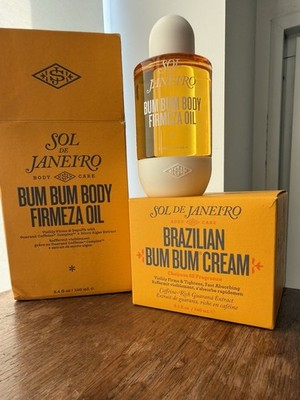 Sol De Janeiro Bum Bum Body Firmeza Firming Oil 3.4 fl oz & Bum Bum Cream 8.1 oz