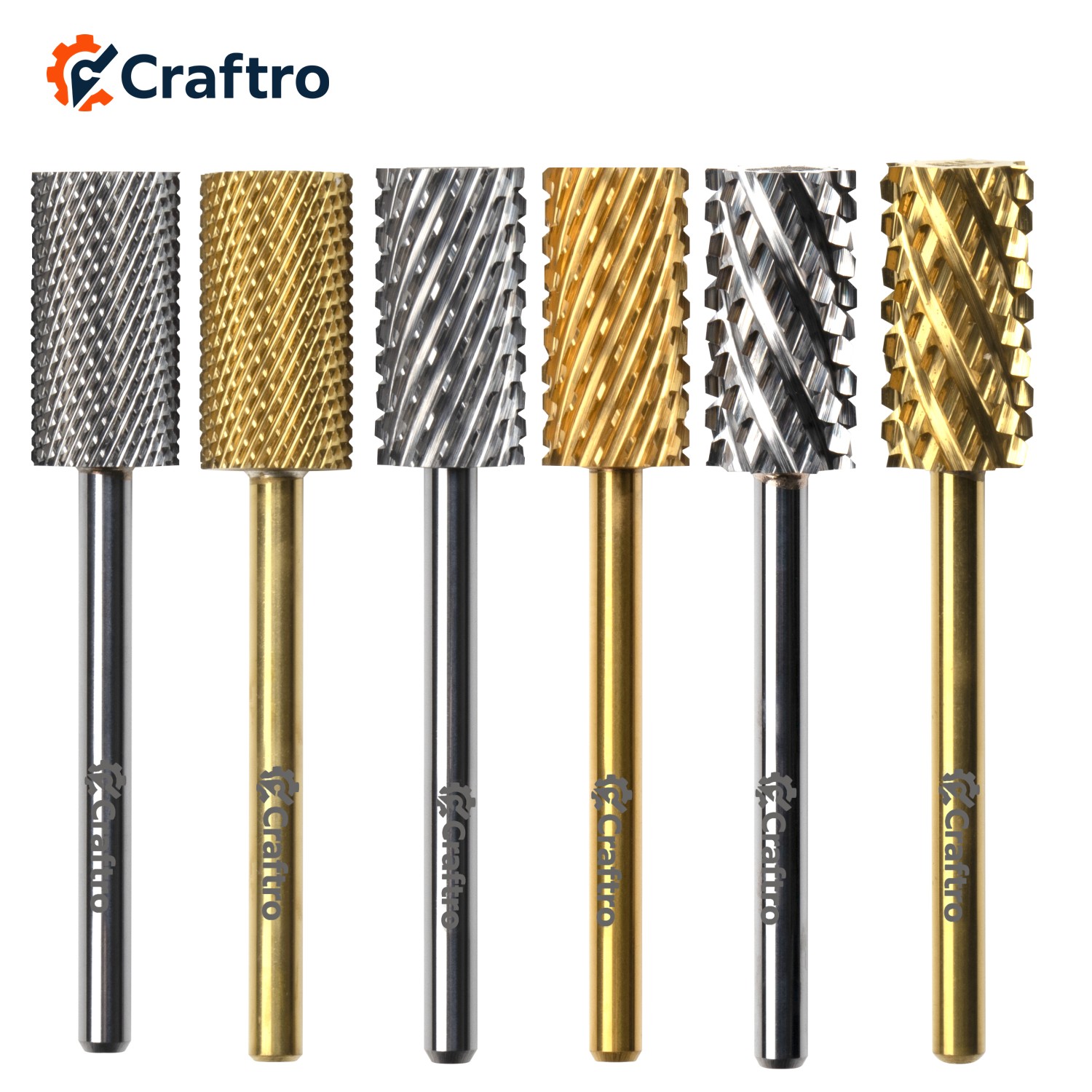 Craftro 3/32'' 2.35mm Carbide Nail Drill Large Barrel Bits 4XC, 2XC, M Grit